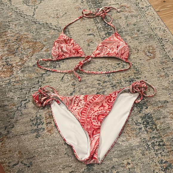 EUC Mara Hoffman Rae Bikini Top M + Lei Bikini Bottom L - Picture 3 of 7